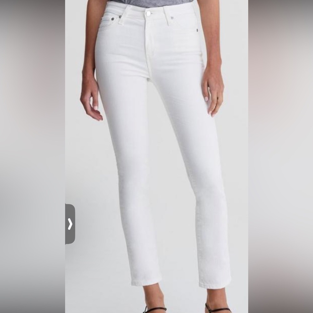 Ag Adriano Goldschmied White Straight Leg Jeans